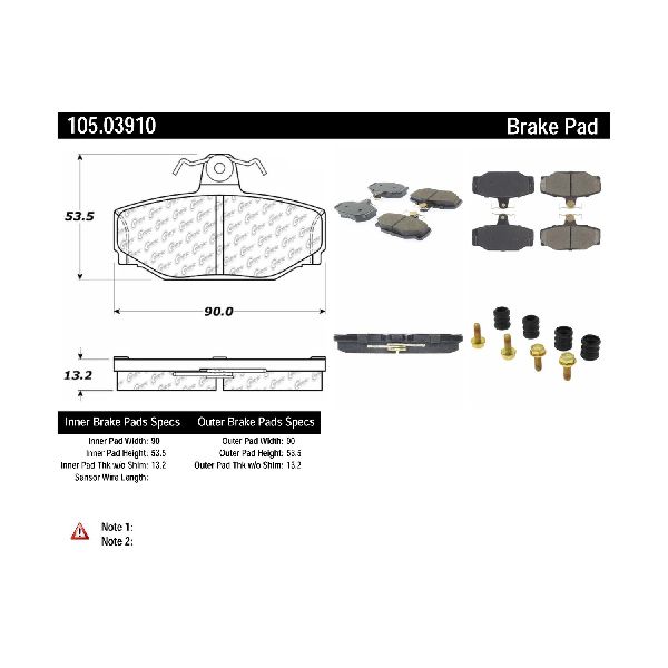 1998-2000 Volvo V70 Disc Brake Pad Set - Rear (Centric)
