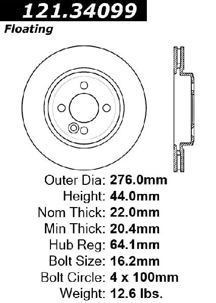 2007-2008 Mini Cooper Disc Brake Rotor - Front (Centric)