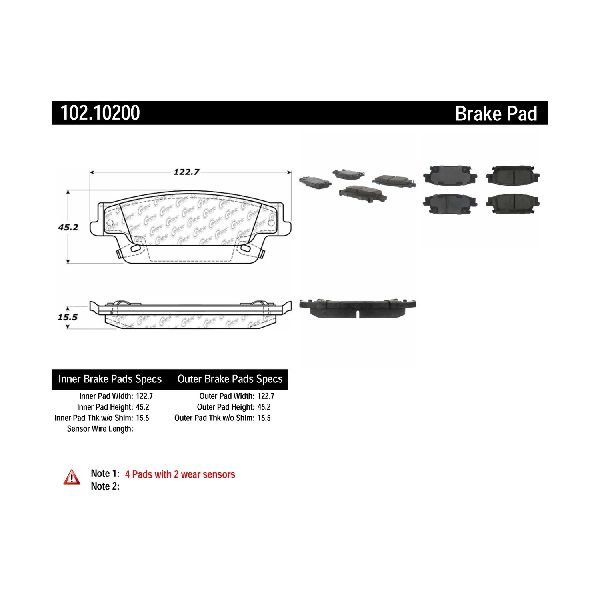 2005-2011 Cadillac STS Disc Brake Pad Set - Rear (Centric)