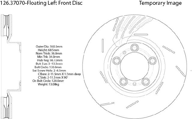 2010-2023 Porsche Panamera Disc Brake Rotor - Front Left (Centric)
