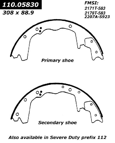 1987-2009 Ford F-350 Drum Brake Shoe - Rear (Centric)