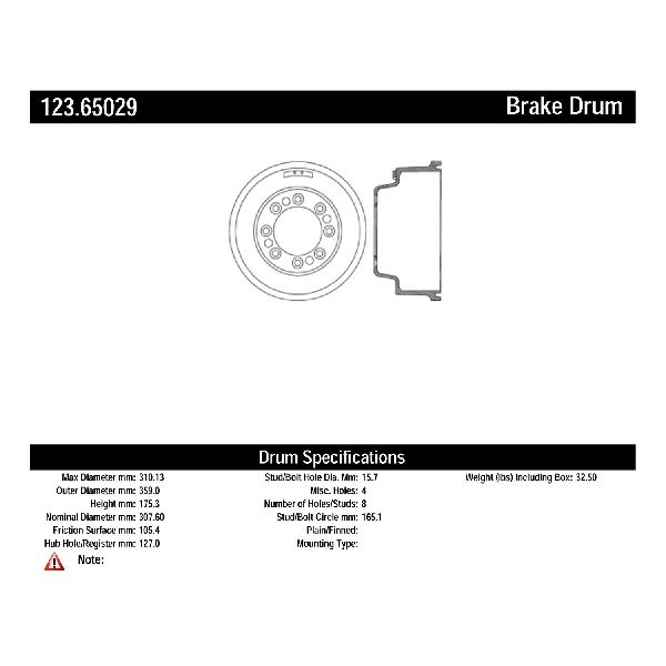 1987-1998 Ford E-350 Econoline Brake Drum - Rear (Centric)