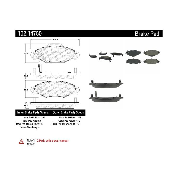 2004-2005 Toyota Yaris Disc Brake Pad Set - Front (Centric)