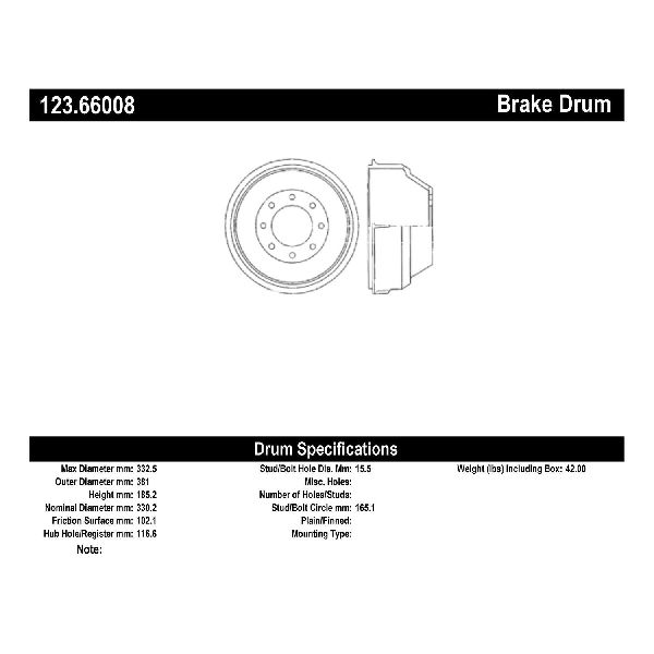 1979-1991 GMC G3500 Brake Drum - Rear (Centric)