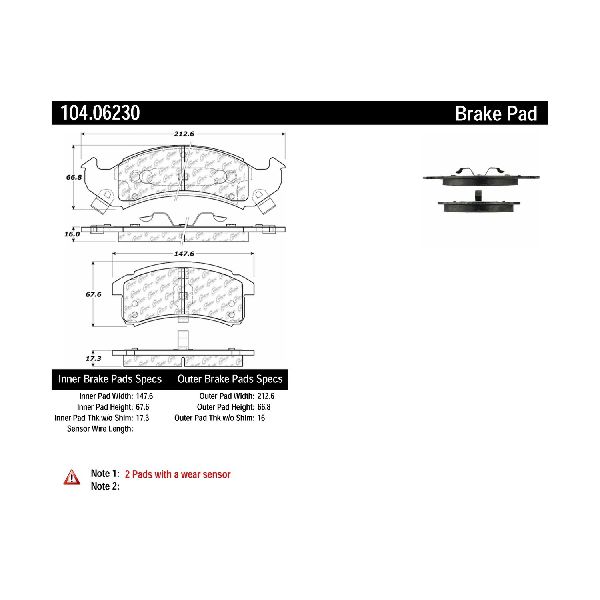 1994-1996 Cadillac Eldorado Disc Brake Pad Set - Front (Centric)