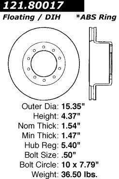 2004-2009 GMC C5500 Topkick Disc Brake Rotor - Rear (Centric)