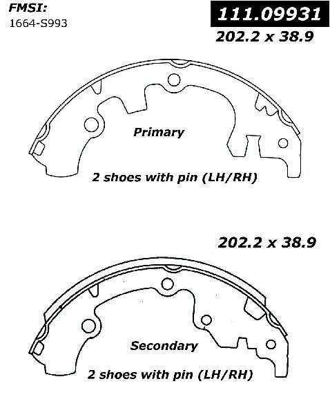 2005-2009 Ford Fiesta Drum Brake Shoe - Rear (Centric)