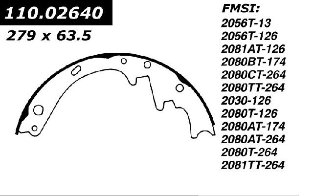 1964-1977 Ford Custom 500 Drum Brake Shoe - Front or Rear (Centric)