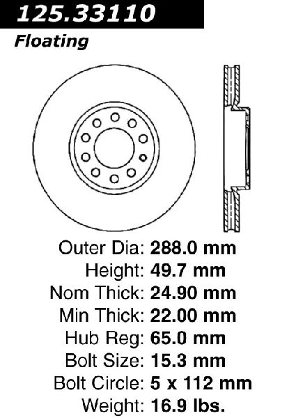 2010-2020 Audi A3 Disc Brake Rotor - Front (Centric)