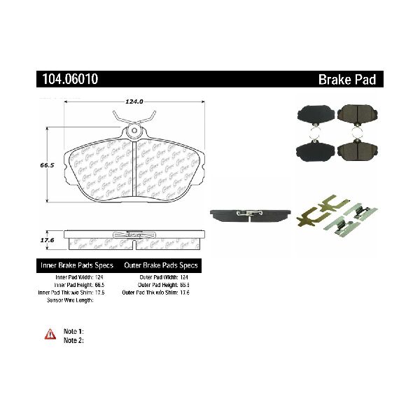 1993-1994 Lincoln Continental Disc Brake Pad Set - Front (Centric)