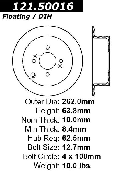 2006-2011 Kia Rio Disc Brake Rotor - Rear (Centric)