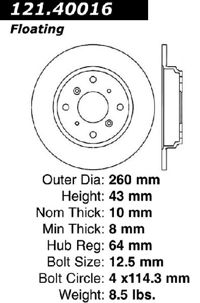 1992-1996 Honda Prelude Disc Brake Rotor - Rear (Centric)