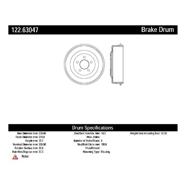 2004-2009 Chrysler PT Cruiser Brake Drum - Rear (Centric)