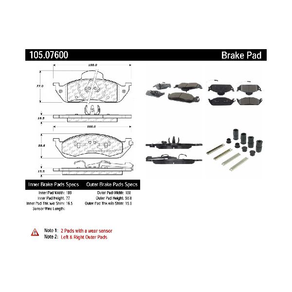 2003-2005 Mercedes-Benz ML350 Disc Brake Pad Set - Front (Centric)