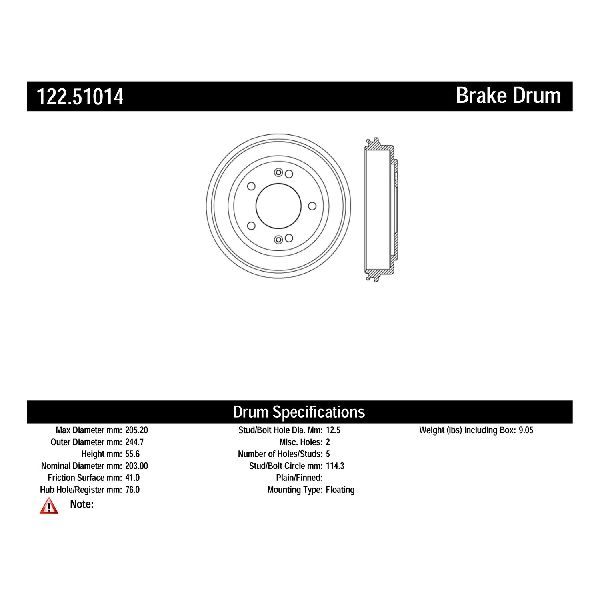 2007-2008 Hyundai Elantra Brake Drum - Rear (Centric)