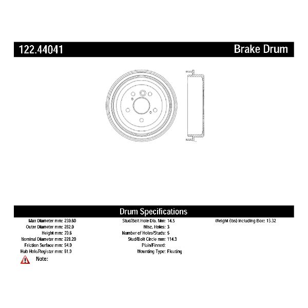 2002-2003 Toyota Solara Brake Drum - Rear (Centric)