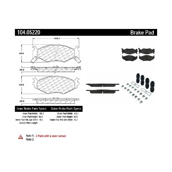 1991-1995 Dodge Caravan Disc Brake Pad Set - Front (Centric)
