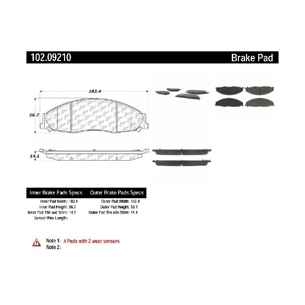 2005-2008 Cadillac STS Disc Brake Pad Set - Front (Centric)