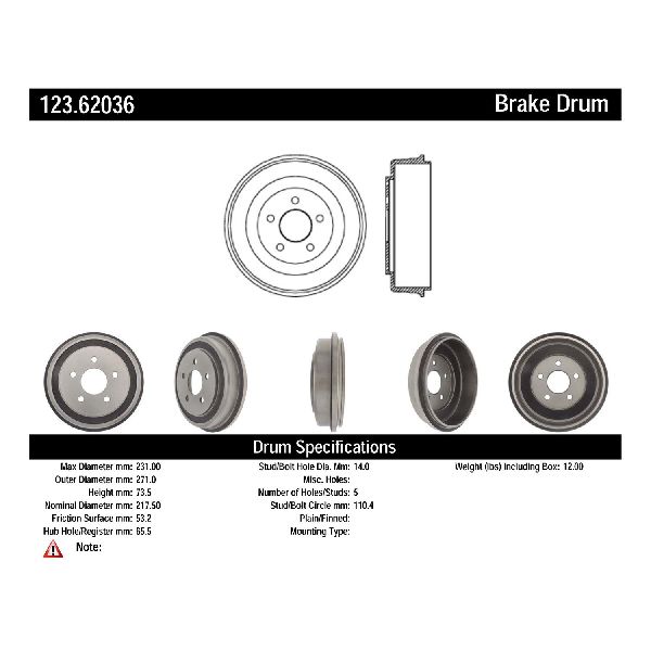 2007-2008 Chevrolet Cobalt Brake Drum - Rear (Centric)
