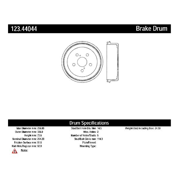 2005-2015 Toyota Tacoma Brake Drum - Rear (Centric)
