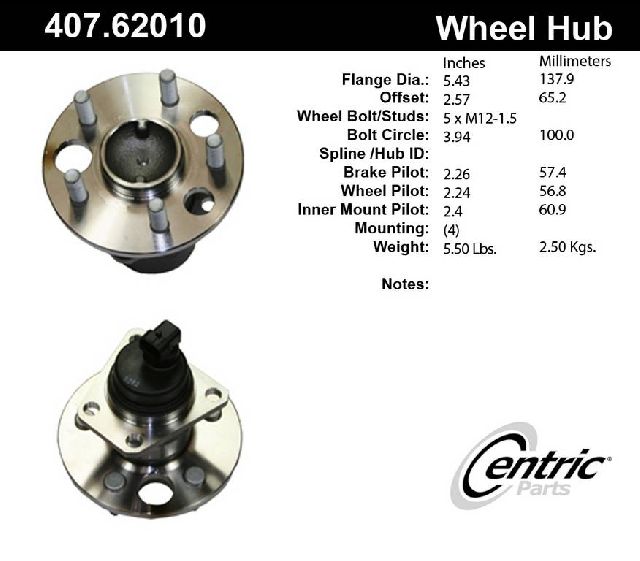 1992-2005 Chevrolet Cavalier Wheel Bearing and Hub Assembly - Rear (Centric)