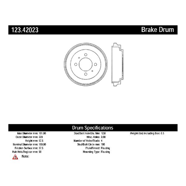 1991-1993 Nissan NX Brake Drum - Rear (Centric)