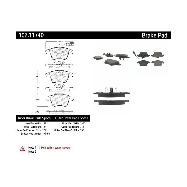 2010-2019 Volkswagen Transporter Disc Brake Pad Set - Front (Centric)