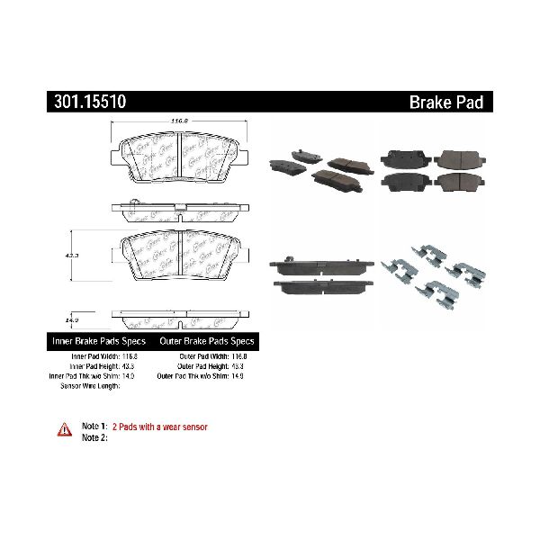 2010-2016 Hyundai Genesis Disc Brake Pad Set - Rear (Centric)