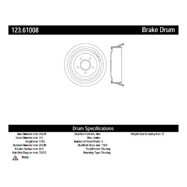 1974-1975 Mercury Cougar Brake Drum - Rear (Centric)
