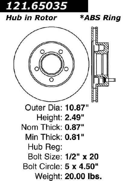 1993-1994 Ford Explorer Disc Brake Rotor and Hub Assembly - Front (Centric)