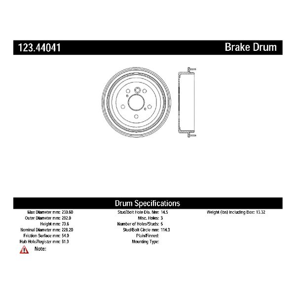 2002-2003 Toyota Solara Brake Drum - Rear (Centric)