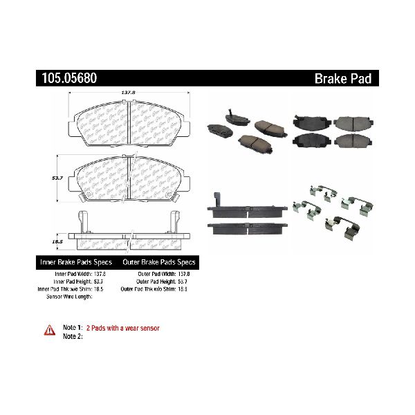 1992-1996 Honda Prelude Disc Brake Pad Set - Front (Centric)