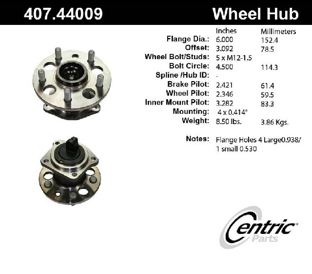 1998-2003 Toyota Sienna Wheel Bearing and Hub Assembly - Rear (Centric)