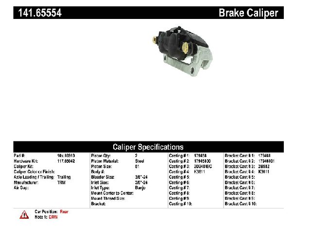 2012-2023 Ford F-350 Super Duty Disc Brake Caliper - Rear Left (Centric)