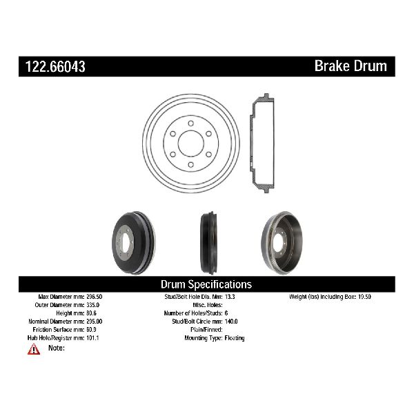 2004-2012 GMC Canyon Brake Drum - Rear (Centric)