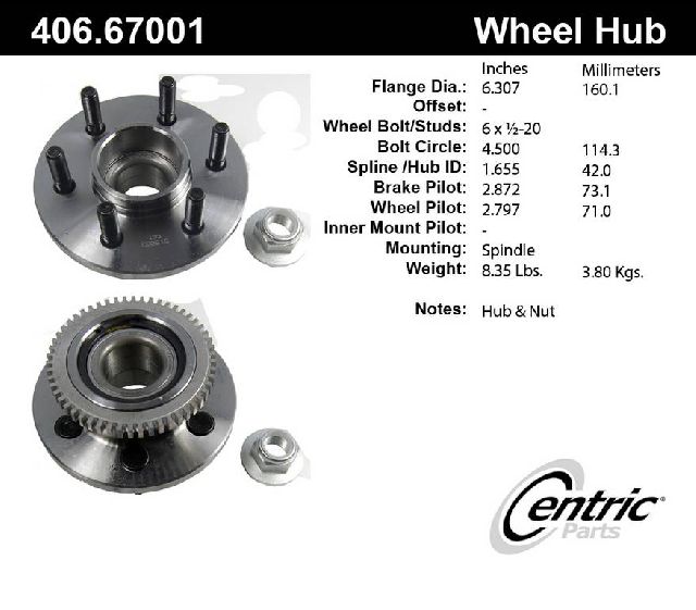 1999-2003 Dodge Durango Wheel Bearing and Hub Assembly - Front (Centric)