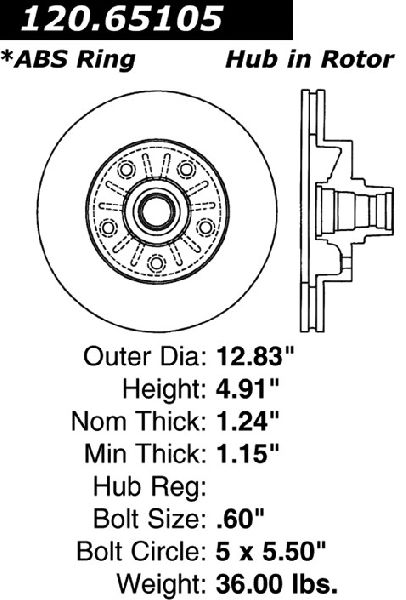 2004-2006 Ford E-150 Disc Brake Rotor and Hub Assembly - Front (Centric)