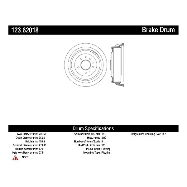 1974-1996 Chevrolet Caprice Brake Drum - Rear (Centric)