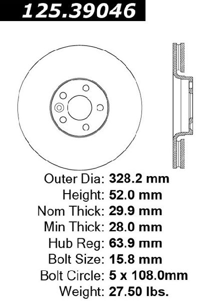 2010-2017 Volvo XC60 Disc Brake Rotor - Front (Centric)