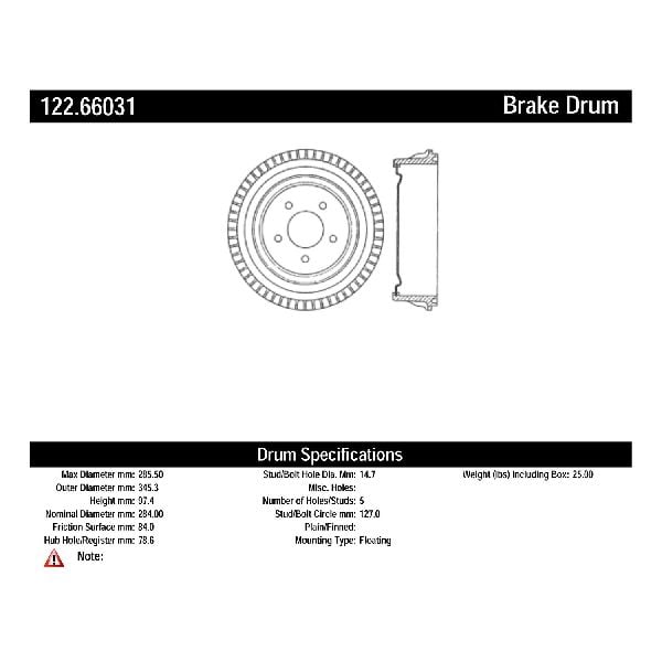 1996-2002 Chevrolet Express 1500 Brake Drum - Rear (Centric)