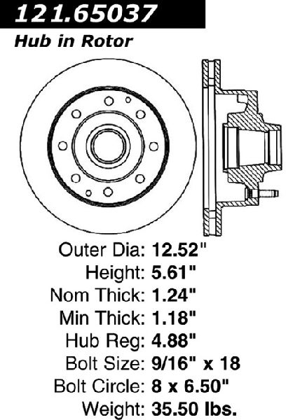 1992-1994 Ford E-350 Econoline Disc Brake Rotor and Hub Assembly - Front (Centric)