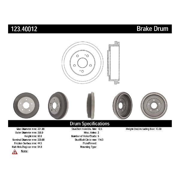 2013-2014 Honda Fit Brake Drum - Rear (Centric)