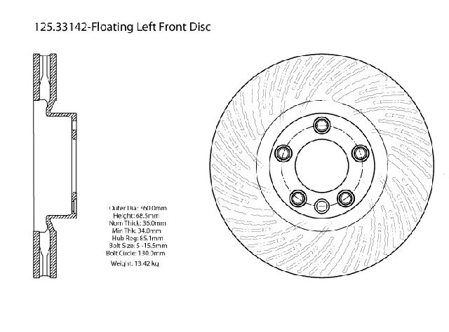 2011-2018 Porsche Cayenne Disc Brake Rotor - Front Left (Centric)