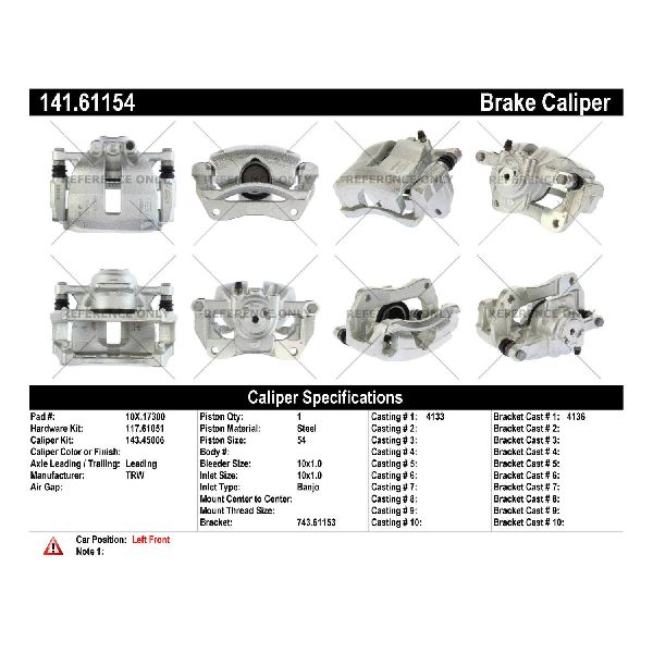 2014-2019 Ford Fiesta Disc Brake Caliper - Front Left (Centric)