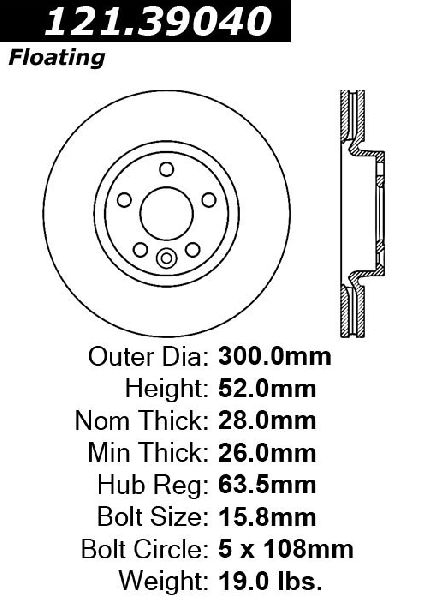 2007-2016 Volvo S80 Disc Brake Rotor - Front (Centric)