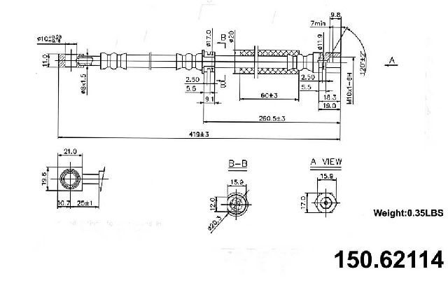 2005 Saturn Relay Brake Hydraulic Hose - Front (Centric)