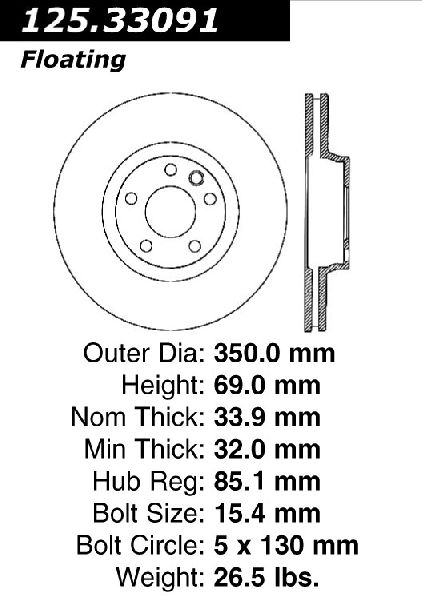 2007-2015 Audi Q7 Disc Brake Rotor - Front Right (Centric)