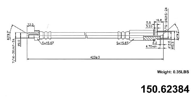 1966 Chevrolet Caprice Brake Hydraulic Hose - Rear (Centric)