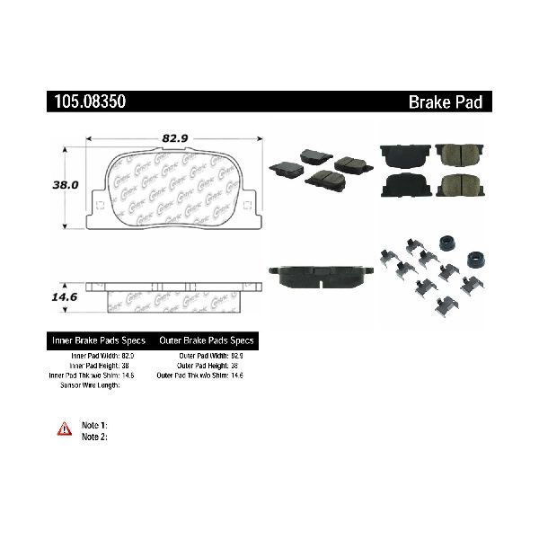 2000-2001 Lexus ES300 Disc Brake Pad Set - Rear (Centric)
