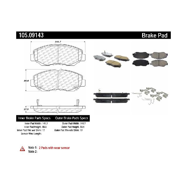 2016-2021 Honda Civic Disc Brake Pad Set - Front (Centric)